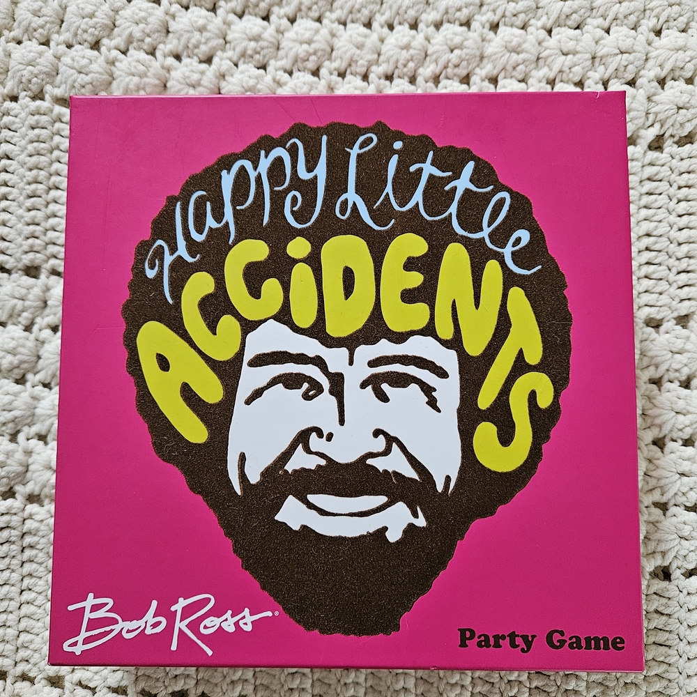 Bob Ross Happy Little Accidents Party Game - Vibrant Pink